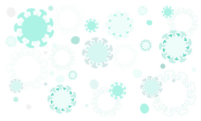 Naklejka na ściany i meble Background with various Coronavirus cells. Covid-19 biology bacterial illustration concept. Flat vector. 