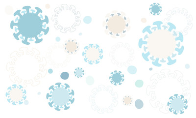 Background with various Coronavirus cells. Covid-19 biology bacterial illustration concept. Flat vector.
