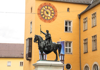 Equestrian statue of Ludwig the First in Regensburg Bavaria Germany