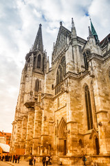 Fototapeta na wymiar REGENSBURG,BAVARIA, Germany : Dom St. Peter, the Cathedral of Regensburg in Bavaria, Germany