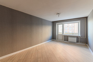 Russia, Moscow- December 15, 2019: interior bright empty room without furniture