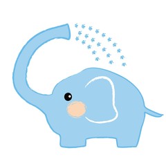 水浴びをする象のイラスト