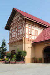Ban Pin railway station design is that of a Bavarian timber frame-house, Ban Pin Subdistrict, Long District, Phrae province, Northern Thailand.