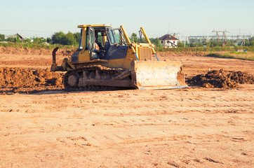 bulldozer works on earthworks