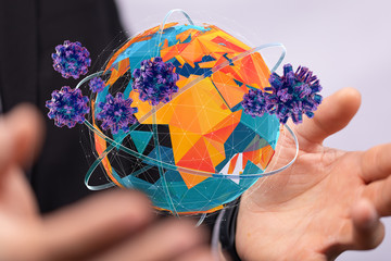 COVID-19 Business Finance Crisis Concept. Coronavirus Danger Pandemic. Global stress of world .