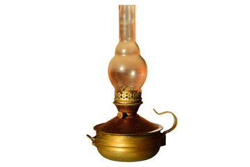 old kerosene lamp isolate on white background