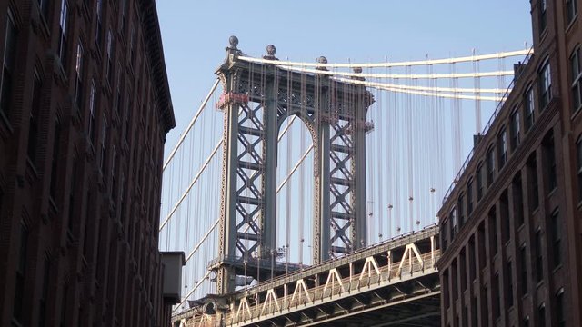 Manhattan Bridge from Dumbo Brooklyn in New York in 4K Slow motion 60fps

