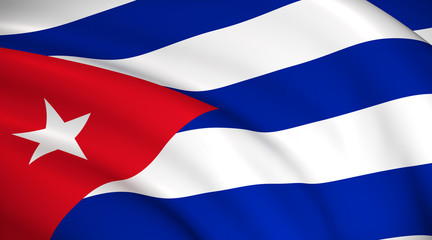 Cuba National Flag (Cuban flag) - waving background illustration. Highly detailed realistic 3D rendering