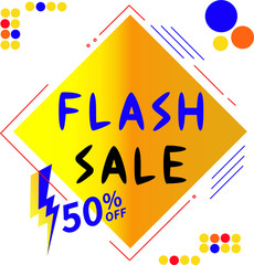 Cheerful flash sale vector illustration discount up to 50% with gradient isolated on light background