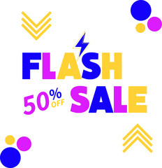 Cheerful flash sale vector illustration discount up to 50% isolated on light background