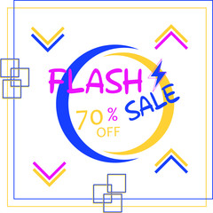 Flash sale vector illustration with geometric decoration isolated on light background