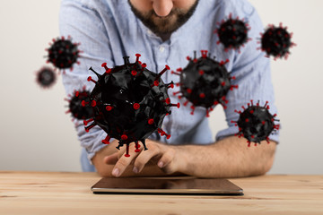 virus. Novel, people  Concept  quarantine.