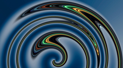 Blue abstract spiral waves. Trendy background for design.