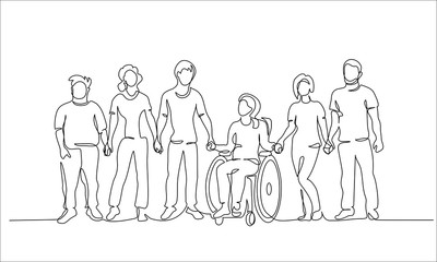 Group of people hold hands. Friends together © Valenty