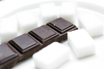 Assortiment et degustation de plaquette de chocolat