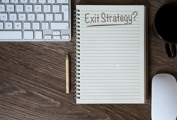 Coronavirus Exit Strategy Concept on business Desktop flat lay with copy space