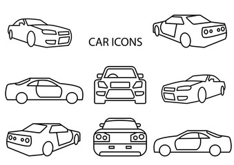 thin line icons set,transportation,Car side view,Car front,vector illustrations