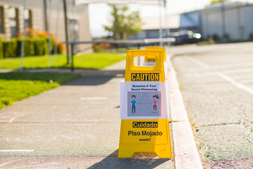 Social Distancing Curbside Sign at school