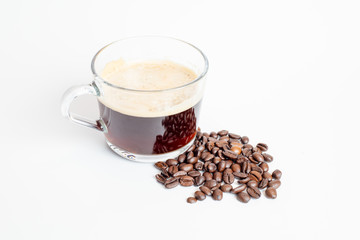 cup of coffee with beans