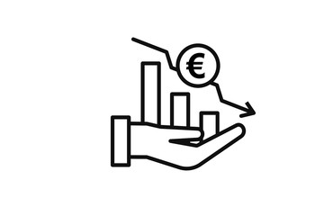 Icon representing Euro currency depreciation.