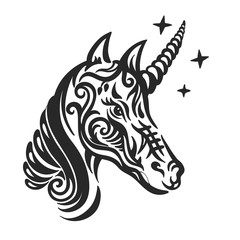 Unicorn head on a white background. Print. Logo. Vector illustration