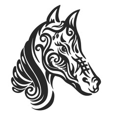 Horse head on a white background. Print. Logo. Vector illustration