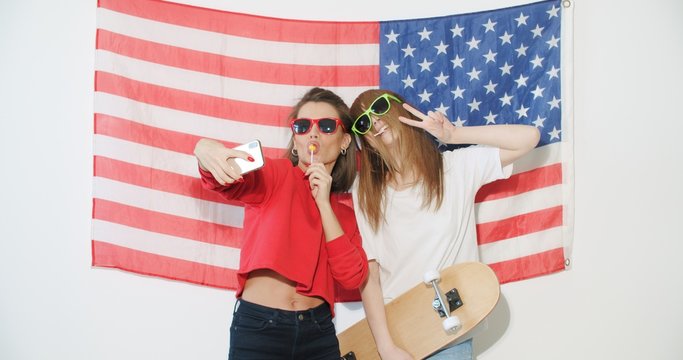 girl with national usa flag