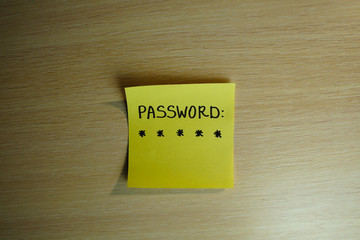 Secret password written on paper note on background. Login access, encryption and cyber security concepts.