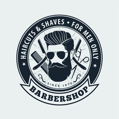 Barbershop poster or banner with Bearded men. Vector illustration

