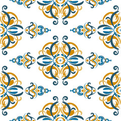 Materiał do szycia Oriental ornate elegant seamless pattern. Arabic ornament, background, cover, wallpaper, wrapping paper, tile. Pattern on a transparent background. Stock vector hand drawn illustration.