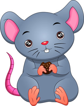 Cute mouse is eating a cookies