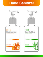 Hand sanitizer label design vector graphic template for packaging design.