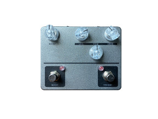 Isolated vintage overdrive stomp box effect on white background with work path.
