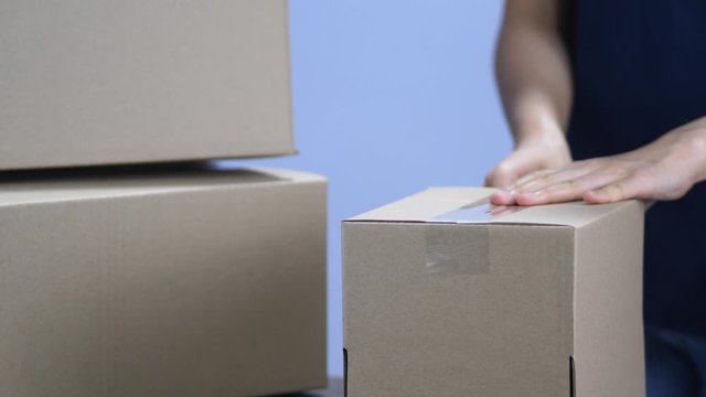 asian men prepare object to delivery for online maket , work from home concept.