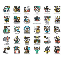 Set of business optimization thin line and pixel perfect icons for any web and app project.