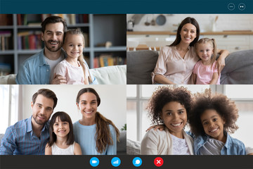 Modern technology, visual virtual on-line meeting using pc internet connection and webcam concept....