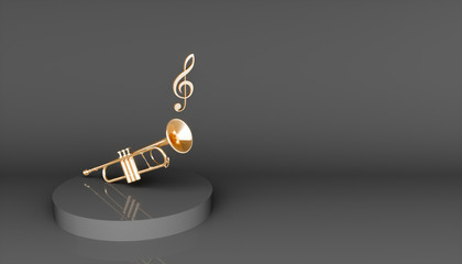 golden trumpet on a black background