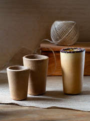 Eatable biscuit cup for coffee, cacao, tea, milk