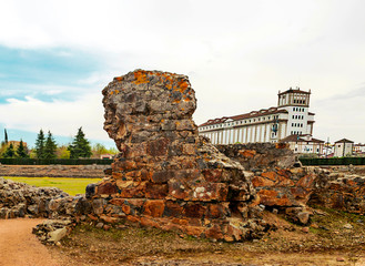 Roman ruins in the Spanish city of Merida in a sunny day.