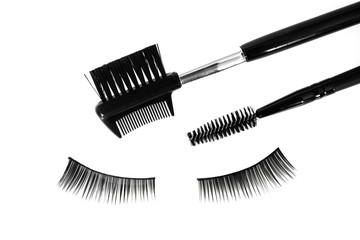 Set of false eyelashes in a box: close-up, extra macro, background, beauty salon concept