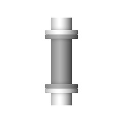 Pipe vector. Made from steel or metal connection by flange fitting fixing by screw and bolt. Part for pipeline construction to transportation oil and gas in industry, water in plumbing and irrigation.