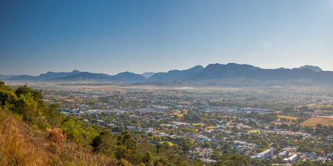 South African Wine Country Paarl from Top in Panorama Style