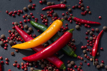 Pepper on  a black background.