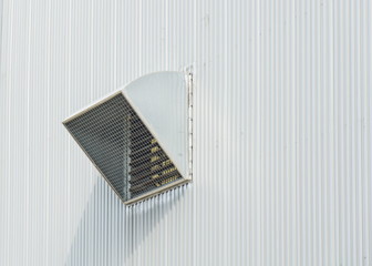 Air funnel in factory wall, metal sheet