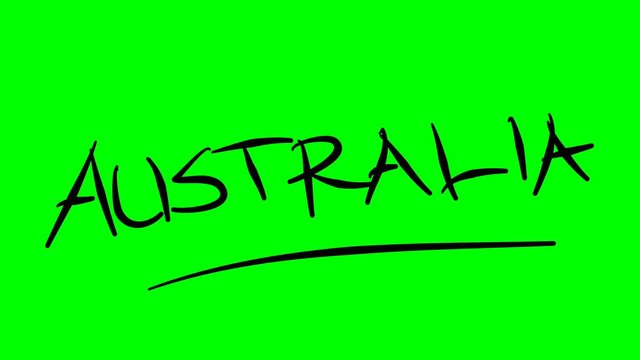 Australia drawing text on green background