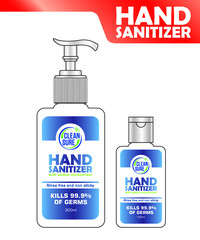 Hand sanitizer label design vector graphic template for packaging design.
