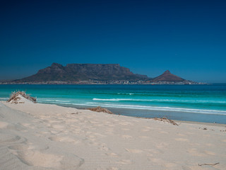 South Africa Bloubergstrand Beach with a stunning view to the Table Mountain
