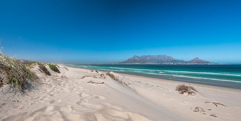 South Africa Bloubergstrand Beach with a stunning view to the Table Mountain