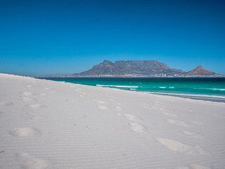 South Africa Bloubergstrand Beach with a stunning view to the Table Mountain