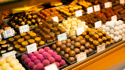 chocolate candies in a shop